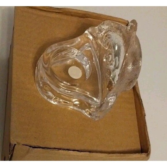 Vintage Y2K Partylite Dolphin Tealight Candle Holder Etched Glass Heavy Decor - Picture 5 of 8